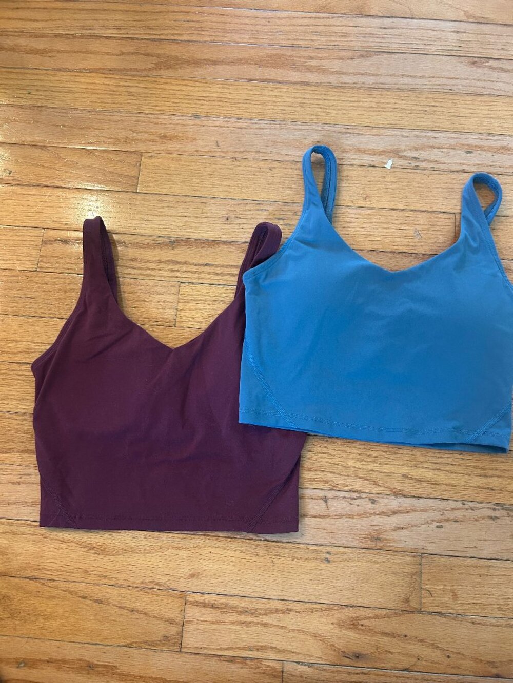 2 lemedy womens sports padded bra crop tank top small in blue and burgundy